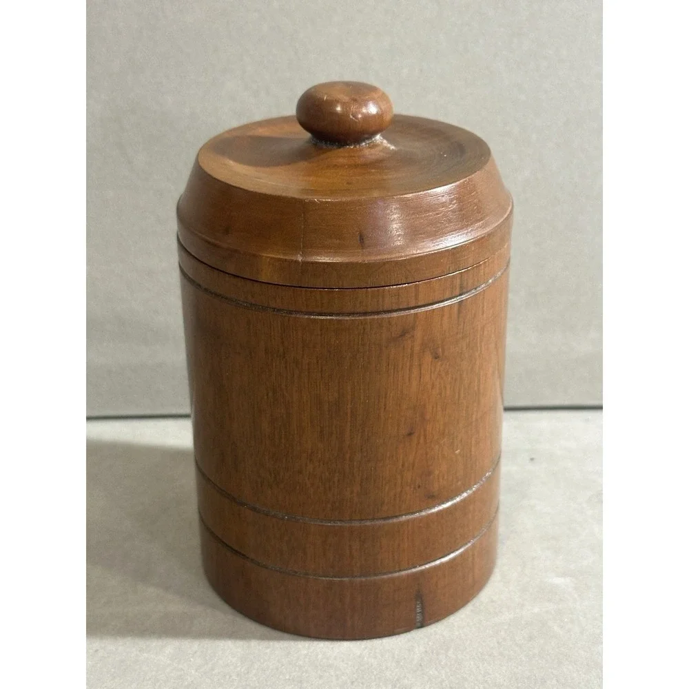 Vintage Hand Made Wooden Cup With Lid